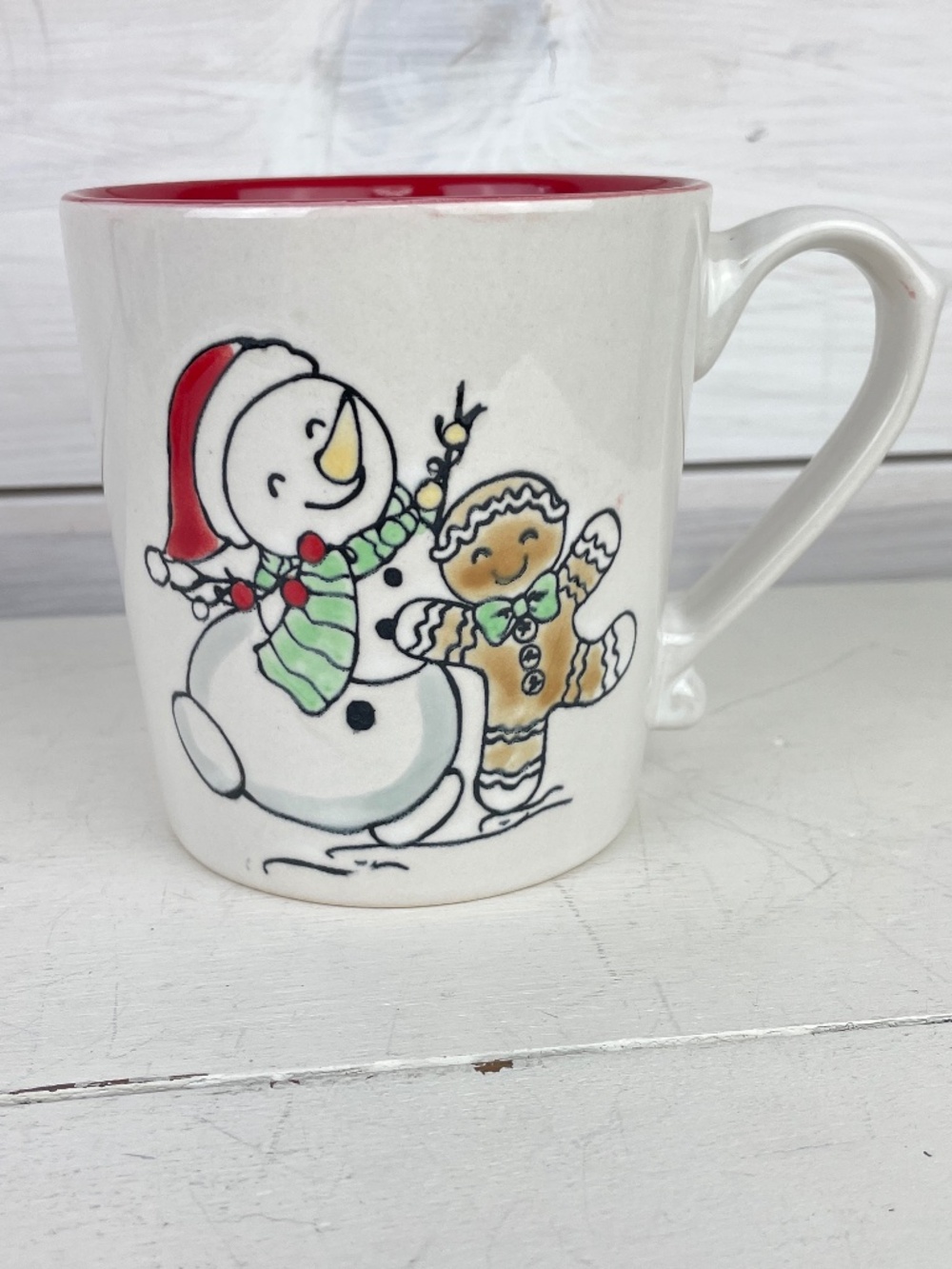 Eli & Ana Oversized White Ceramic Christmas Mug Snowman Gingerbread Man